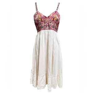 Anthropologie Zehavale silk blend embroidered babydoll Dress Sz 8